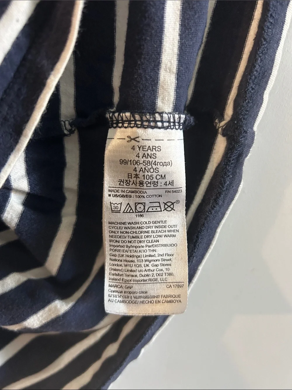GAP Navy and White Striped Long-Sleeve Girls Dress